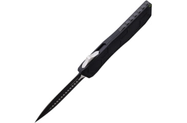 Image of EOS Auto Harpoon OTF Automatic Folding Knife, 3.75in, MagnaCut Steel, Two-Tone Satin Double Edge Dagger Blade, Black Sculpted Aluminum Handle, AUTO BLACK 2 TONE HEX DAGGER