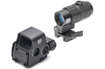 Image of EOTech EXPS3-DCR HWS 1x1.2-0.85in Holographic Red Dot Sight w/G45 Magnifier and STS, 1 MOA Dot, Black, HHS IX
