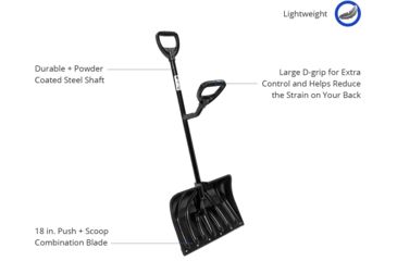 Image of Ergiesystems 18in Two-Handed Ergonomic Snow Shovel, Black SNW101