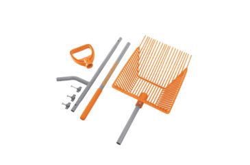 Image of Ergiesystems 22 Plastic Tines Steel Shaft Muck Scoop with Auto Sifting Fork Basket - 54in, Orange ERG-MCKS22