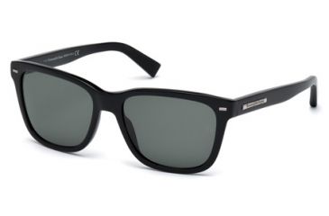 Image of Ermenegildo Zegna EZ0002 Sunglasses - Shiny Black Frame Color, Green Lens Color