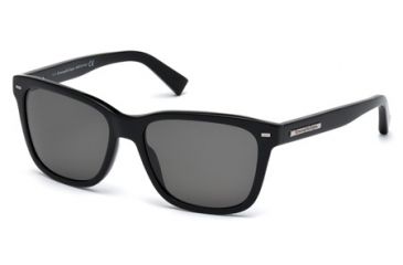 Image of Ermenegildo Zegna EZ0002 Sunglasses - Shiny Black / Smoke Frame Color
