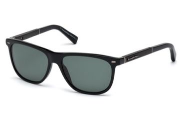 Image of Ermenegildo Zegna EZ0009 Sunglasses - Shiny Black Frame Color, Green Lens Color