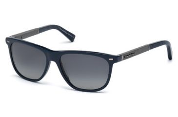 Image of Ermenegildo Zegna EZ0009 Sunglasses - Shiny Blue Frame Color, Smoke Polarized Lens Color