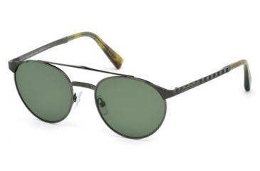 Image of Ermenegildo Zegna EZ0026 Sunglasses - Shiny Gun Metal Frame Color, Green Lens Color