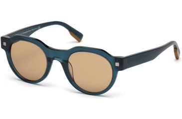 Image of Ermenegildo Zegna EZ0102 Sunglasses - Shiny Blue Frame Color, Brown Lens Color