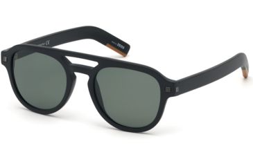 Image of Ermenegildo Zegna EZ0113 Sunglasses - Matte Black Frame Color, Green Polarized Lens Color