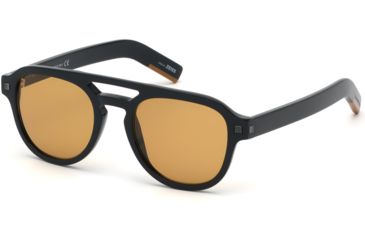 Image of Ermenegildo Zegna EZ0113 Sunglasses - Shiny Black Frame Color, Brown Lens Color