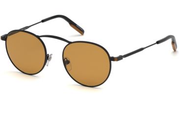 Image of Ermenegildo Zegna EZ0114 Sunglasses - Shiny Black Frame Color, Brown Lens Color