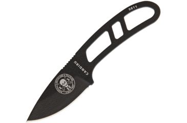 Image of Esee Candiru Fixed Blade Knife w/Kit,2in,Black Powder Coated,1095 Carbon Steel Blade,Skeletonized Handle, CAN-B-KIT