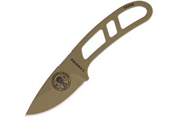 Image of Esee Candiru Fixed Blade Knife w/Kit,2in,Drop Point,Dark Earth,1095 Carbon Steel,Skeletonized Handle, CAN-DE-KIT