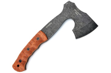 Image of Esee Gibson Axe, 10.5in Overall, 3in Black Stonewash 1095Hc Steel Axe Head With 4.5in Cutting Edge, Brown Finger Grooved Micarta Handle, Brown Leather Sheath, Brown, GIBSON AXE