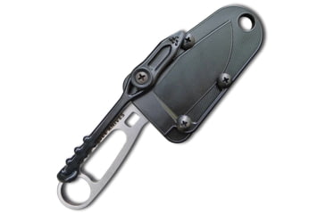 Image of Esee Imlay Rescue Folding Knife, 2.25in Stonewash Partially Serrated 440C SS Blade, One-Piece Construction, Finger Ring, Sheath Includes Retention Strap, Black Nylon Sheath, IMLAY