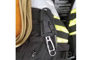 Image of Esee Imlay Rescue Folding Knife, 2.25in Stonewash Partially Serrated 440C SS Blade, One-Piece Construction, Finger Ring, Sheath Includes Retention Strap, Black Nylon Sheath, IMLAY