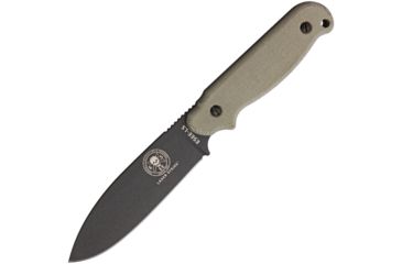 Image of Esee Laser Strike Gunsmoke Fixed Blade Knife, 4.875in, 1095 Carbon Steel, OD Green, Micarta Handle ESLSPTG
