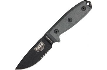 Image of Esee Mdl 3 Fxd Knife, 3.75in, Srtd, Black Linen Micarta Hdl, Black Sheath, OD Green Lanyard and Black Sheath ES3SBMB