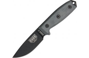 Image of Esee Mdl 3 Stnd Edge Fxd Knife, 3.75in, Carbon Steel Stnd Edge Blde, Black Micarta Hdl,Pommel, Black Sheath ES3PBMB