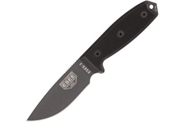 Image of Esee Model 3 Tactical Fixed Blade Knife, 3.875in, 1095 Carbon Steel, Black, Micarta Handle ES3PTGB