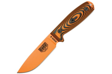 Image of Esee Model 4 3D Fixed Blade Orange Knife, 4.5 orange powder coated 1095HC steel blade, Black and orange 3D machined G10 handle, 4POR-006