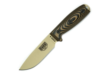 Image of Esee Model 4 3D Fixed Blade Tan Knife, 4.5 desert tan powder coated 1095HC steel blade, Black and coyote brown 3D machined G10 handle, 4PDT-005