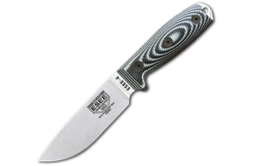 Image of Esee Model 4 S35VN Gray G10 Knife, 4.5 stonewash finish S35VN stainless drop point b, Black and gray sculpted G10 handle, ESEE-4PS35VNO2