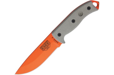 Image of Esee Model 5 Fixed Blade Knife, Sheath, 5.25in, Orange Stainless, OD Green Canvas Micarta Handle ES5POG
