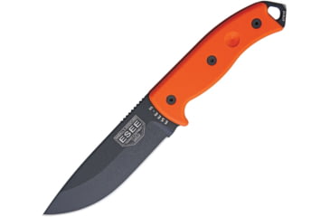 Image of Esee Model 5 Fixed Knife, Sheath, 5.25in, Black Carbon/Powder Coat Stainless, Orange G10 Handle ES5POR