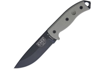 Image of Esee Model 5 Survival Fixed Blade Knife, Sheath, 5.25in, Black Powder Coat Stainless, OD Green Canvas Micarta Handle RC5PBK