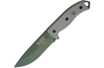 Image of Esee Model 5 Survival Fixed Blade Knife, Sheath, 5.25in, OD Green Powder Coat Stainless, OD Green Canvas Micarta Handle RC5POD