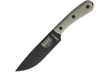 Image of Esee Model 6 Traditional Knife, 11.75in Overall, 5.75in Black Powder Coated 1095Hc Steel Drop Point, Green Canvas Micarta Handle, Black Kydex Sheath, ESEE-6HM-K