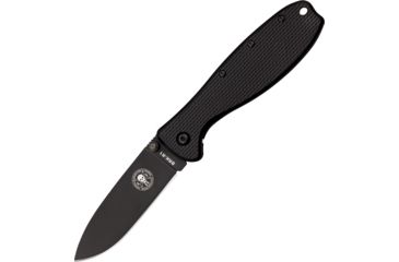 Image of Esee Zancudo Framelock Black D2 Folding Knife,3in,D2 Tool Steel,Standard Edge,Black EDP Coated,Black,GRN Handle BRKR2B