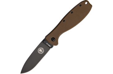 Image of Esee Zancudo Framelock Br/Blk D2 Folding Knife,3in,D2 Tool Steel,Standard Edge,Black EDP Coated,Coyote Brown,GRN Handle BRKR2CBB