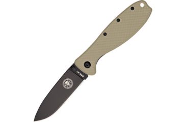 Image of Esee Zancudo Framelock Tan/Blk D2 Folding Knife,3in,D2 Tool Steel,Standard Edge,Black EDP Coated,Desert Tan,GRN Handle BRKR2DTB