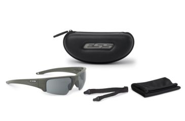 Image of ESS Crowbar Shooting Glasses, Matte Olive Frame, Smoke Gray Lens, Medium / Large Fit, EE9019-14