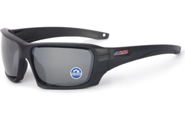 Image of ESS Rollbar Tactical Sunglasses, Black Frame w/ US Flag Logo, Polarized Mirrored Gray Lens, EE9018-08