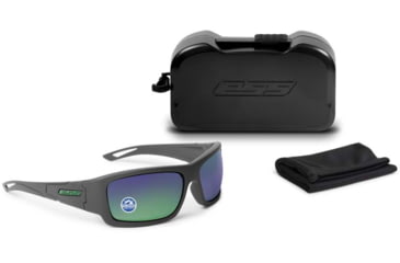 Image of ESS Waterman Credence Sunglasses, Carbon Gray Frame, Polarized Mirrored Green Lens, Medium/Large, EE9015-18