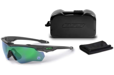 Image of ESS Waterman CrossBladeSTD Sunglasses, Carbon Gray Frame, Polarized Mirrored Green Lens, Large, EE9032-29