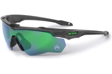 Image of ESS Waterman CrossBladeSTD Sunglasses, Carbon Gray Frame, Polarized Mirrored Green Lens, Large, EE9032-29