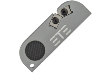 Image of ETE Compact Combat Sharpener, 3in X 1in X .3in, Gray Aluminum Handle, Carbide Sharpening Insert, Ultra Compact Design For Pocket And Pack Storage, Laser Marked Sharpening Angles, ETES5005