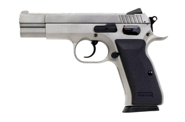 Image of EAA Witness Pistol, 9mm Luger, 4.5 in barrel, carbon steel frame, black rubber grip, recoil operated semi-automatic, 3-dot combat, 17 round magazine, Witness-1-FRRMPG