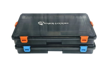 Image of Evolution Outdoor Fishing 4 Latch 3600 Waterproof Tackle Tray, 2 pack, Smoke/Blue/Orange, 3600, 31015-EV