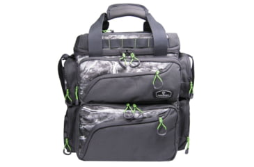 Image of Evolution Outdoor Large Mouth Double Decker Tackle Backpack, Mossy Oak Elements / Grey / White / Green, 14in x 12in x 14.75in, 31021-EV