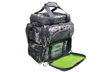 Image of Evolution Outdoor Large Mouth Double Decker Tackle Backpack, Mossy Oak Elements / Grey / White / Green, 14in x 12in x 14.75in, 31021-EV