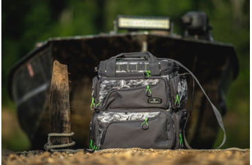 Image of Evolution Outdoor Large Mouth Double Decker Tackle Backpack, Mossy Oak Elements / Grey / White / Green, 14in x 12in x 14.75in, 31021-EV