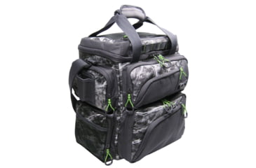 Image of Evolution Outdoor Large Mouth Double Decker Tackle Backpack, Mossy Oak Elements / Grey / White / Green, 14in x 12in x 14.75in, 31021-EV
