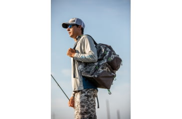 Image of Evolution Outdoor Large Mouth Double Decker Tackle Backpack, Mossy Oak Elements / Grey / White / Green, 18in x 16in x 7.5in, 34002-EV