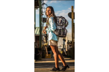 Image of Evolution Outdoor Large Mouth Double Decker Tackle Backpack, Mossy Oak Elements / Grey / White / Green, 18in x 16in x 7.5in, 34002-EV