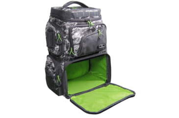 Image of Evolution Outdoor Large Mouth Double Decker Tackle Backpack, Mossy Oak Elements / Grey / White / Green, 18in x 16in x 7.5in, 34002-EV