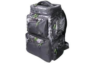 Image of Evolution Outdoor Large Mouth Double Decker Tackle Backpack, Mossy Oak Elements / Grey / White / Green, 18in x 16in x 7.5in, 34002-EV