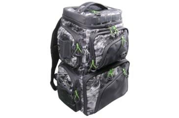 Image of Evolution Outdoor Large Mouth Double Decker Tackle Backpack, Mossy Oak Elements / Grey / White / Green, 18in x 16in x 7.5in, 34002-EV